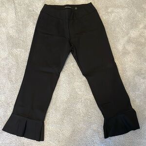 INSIGHT Black Cropped Pants with a Ruffle Flair